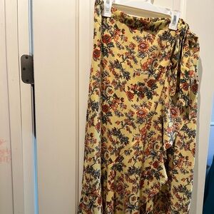 Max studio skirt long yellow floral print for women’s